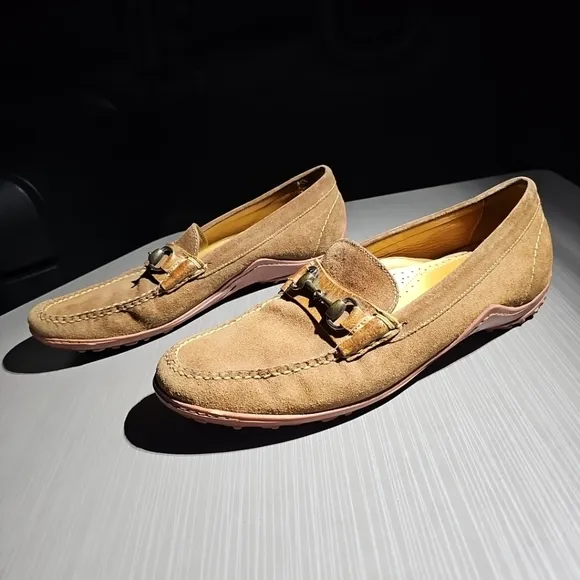 Martin Dingman‎ Bill Suede Horse Bit Loafers Men’s 9.5M Brown EUC