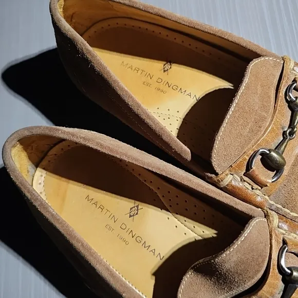 Martin Dingman‎ Bill Suede Horse Bit Loafers Men’s 9.5M Brown EUC