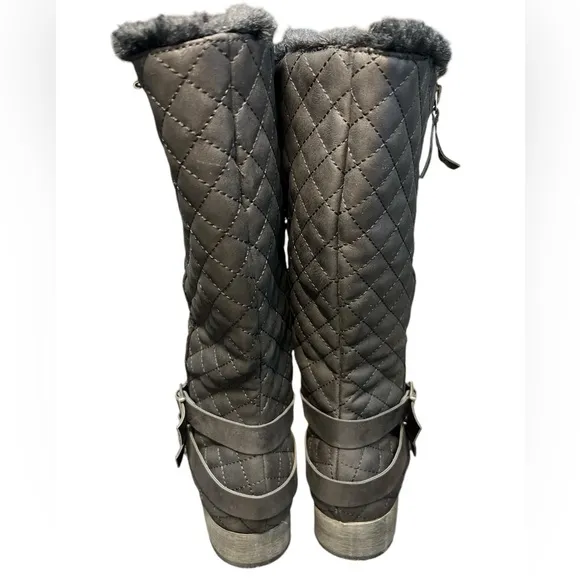 Maurice’s Deena Black Quilted Tall Cozy Lined Winter Buckle Boots
