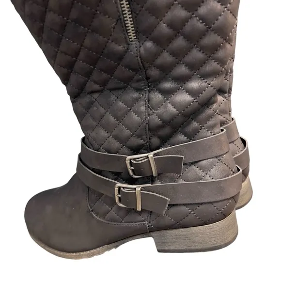 Maurice’s Deena Black Quilted Tall Cozy Lined Winter Buckle Boots