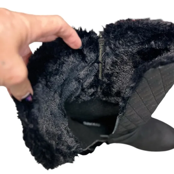 Maurice’s Deena Black Quilted Tall Cozy Lined Winter Buckle Boots