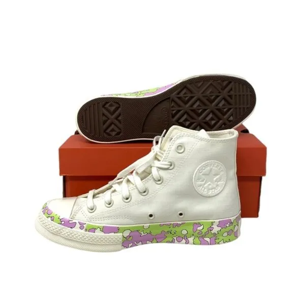 💖MEGA SALE💖Converse CHUCK 70 All Star Crafted Florals Egret Women  A01187C
