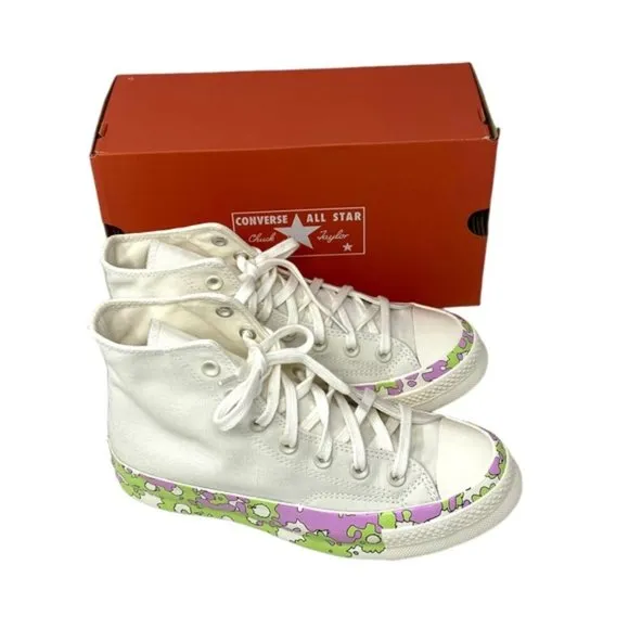 💖MEGA SALE💖Converse CHUCK 70 All Star Crafted Florals Egret Women  A01187C