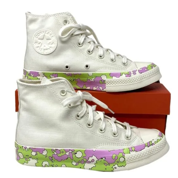 💖MEGA SALE💖Converse CHUCK 70 All Star Crafted Florals Egret Women  A01187C