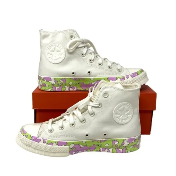 💖MEGA SALE💖Converse CHUCK 70 All Star Crafted Florals Egret Women  A01187C