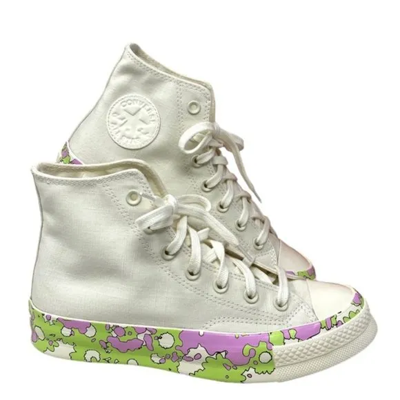 💖MEGA SALE💖Converse CHUCK 70 All Star Crafted Florals Egret Women  A01187C