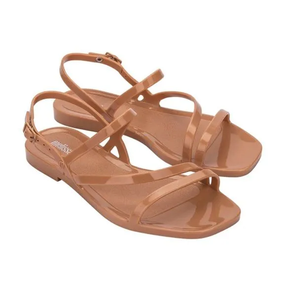 Melissa Jelly Flats Strappy Sandals Essential Classy 33409 Beige Size 8