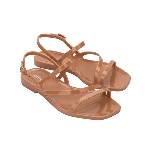 Melissa Jelly Flats Strappy Sandals Essential Classy 33409 Beige Size 8