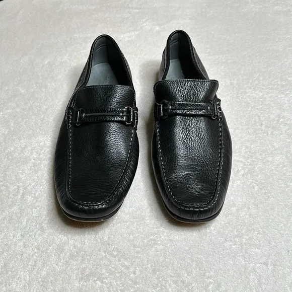 Men’s DONALD J PLINER Leather Bit Loafers in black size 12