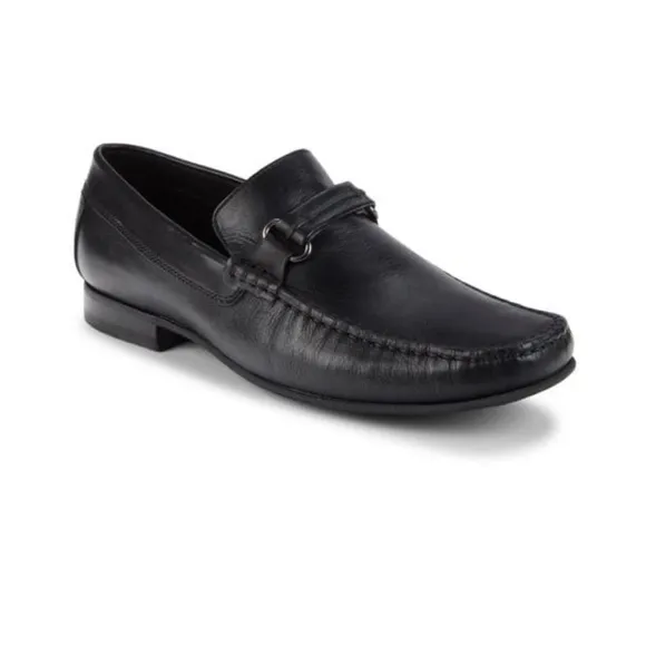Men’s DONALD J PLINER Leather Bit Loafers in black size 12