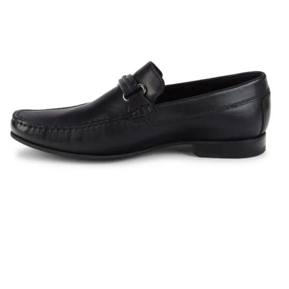 Men’s DONALD J PLINER Leather Bit Loafers in black size 12