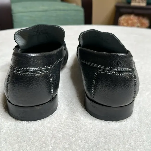 Men’s DONALD J PLINER Leather Bit Loafers in black size 12