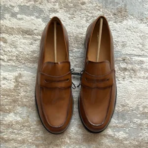 Men’s Express Brown Leather Loafers - Size 13 - Brand new with tags