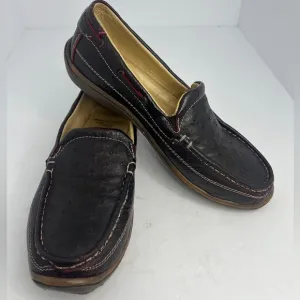 Mens Genuine Ostrich Skin Brown Loafers Slip On Shoes Size 8.5