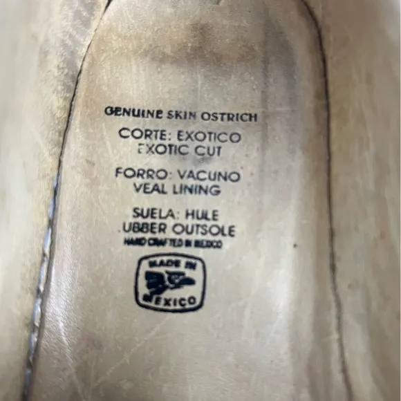 Mens Genuine Ostrich Skin Brown Loafers Slip On Shoes Size 8.5