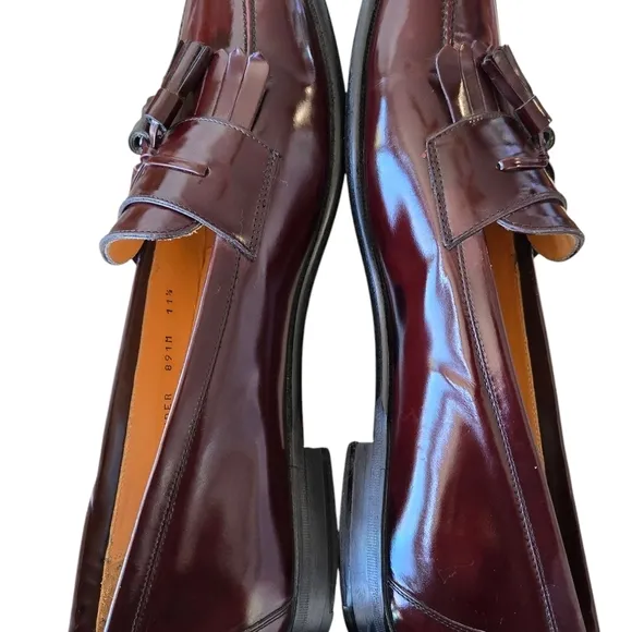 Mens Mezlan Santander Burgundy Italian Leather Tassel Luxury Loafers SZ 11.5