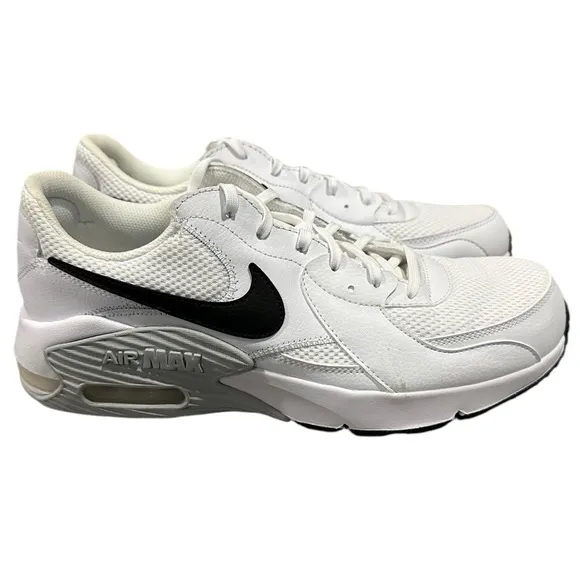 Men’s Nike Air Max Excee White, Pure Platinum, Black Swoosh Sneakers, Size 11.