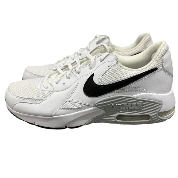 Men’s Nike Air Max Excee White, Pure Platinum, Black Swoosh Sneakers, Size 11.