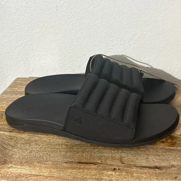 Men’s Olukai Maha 'Olu Black/Black Slide Sandals Sz 11 NEW