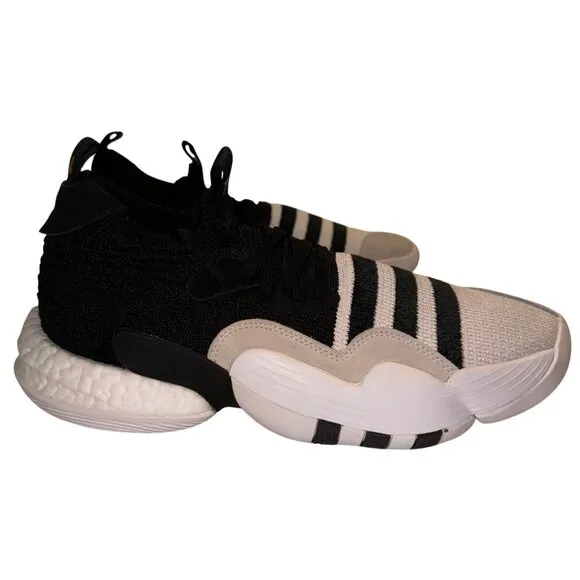 Mens Sneakers Size 9.5 Adidas Trae Young 2.0 Basketball Knit Upper Black/White