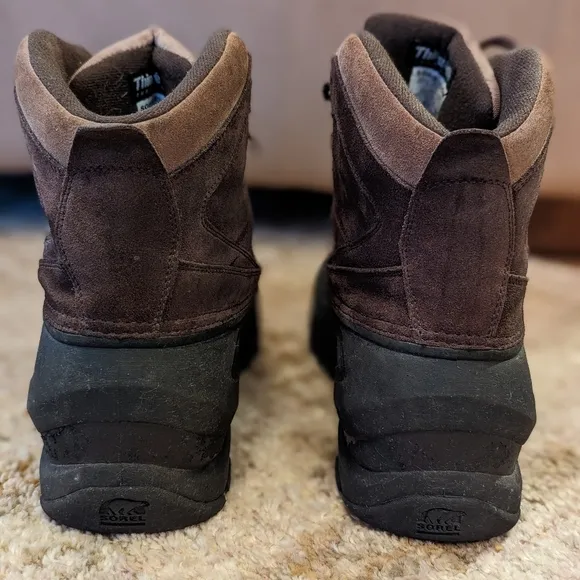 Mens Sorel Cold Mountain Thinsulate Brown Suede Lace Up Winter Boots Size 14 M