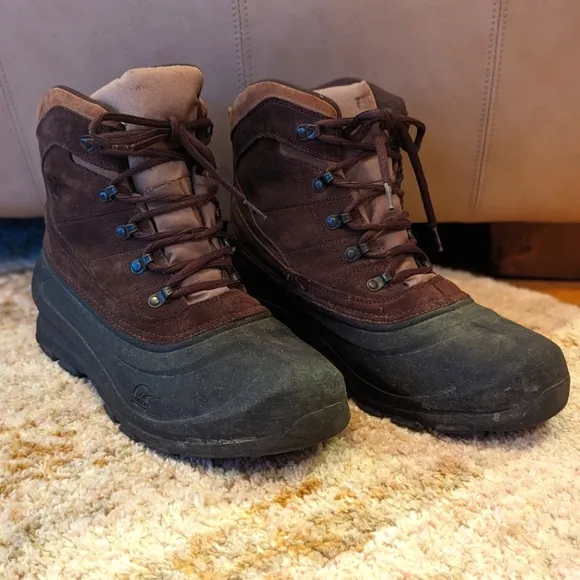 Mens Sorel Cold Mountain Thinsulate Brown Suede Lace Up Winter Boots Size 14 M