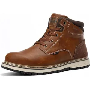 Men's Winter Boots Casual Booties Fur Mesh Lined Ankle Non-Slip Leather Shoes