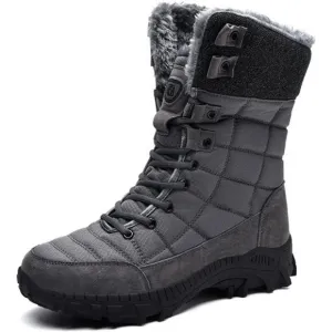 Men's Winter Waterproof Snow Boots With Fur Lined Anti Slip Lace