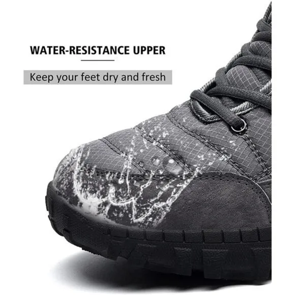 Men's Winter Waterproof Snow Boots With Fur Lined Anti Slip Lace
