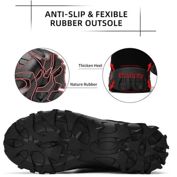Men's Winter Waterproof Snow Boots With Fur Lined Anti Slip Lace