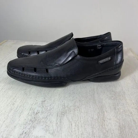 Mephisto‎ Eldef Cool Air Black Leather Slip-On Comfort Loafers Men's Size US 10
