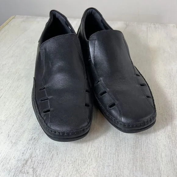 Mephisto‎ Eldef Cool Air Black Leather Slip-On Comfort Loafers Men's Size US 10