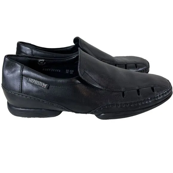 Mephisto‎ Eldef Cool Air Black Leather Slip-On Comfort Loafers Men's Size US 10