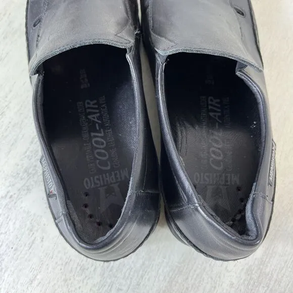 Mephisto‎ Eldef Cool Air Black Leather Slip-On Comfort Loafers Men's Size US 10