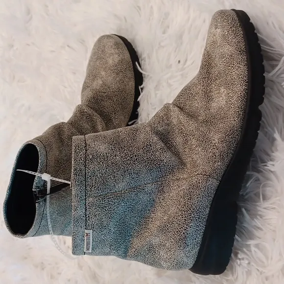 Mephisto Rezia Ankle Boots Side Zip Grey Black NEW SZ 8.5 NEW