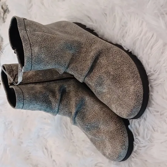 Mephisto Rezia Ankle Boots Side Zip Grey Black NEW SZ 8.5 NEW