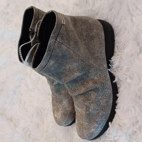 Mephisto Rezia Ankle Boots Side Zip Grey Black NEW SZ 8.5 NEW