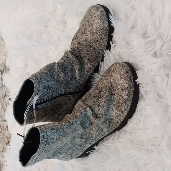 Mephisto Rezia Ankle Boots Side Zip Grey Black NEW SZ 8.5 NEW