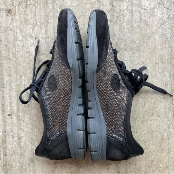 Mephisto | Yael Snakeskin Black Suede Sneakers 9.5