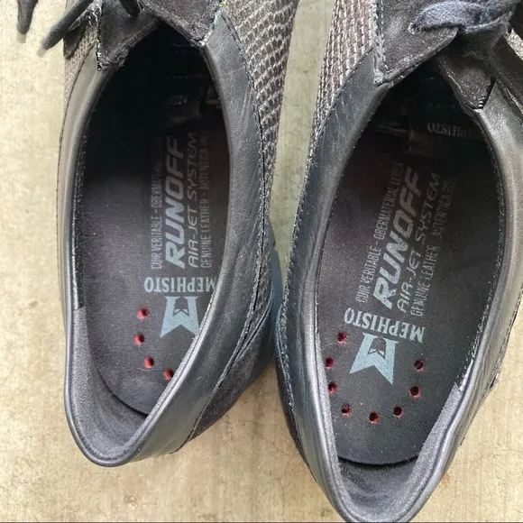 Mephisto | Yael Snakeskin Black Suede Sneakers 9.5