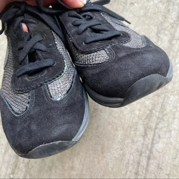 Mephisto | Yael Snakeskin Black Suede Sneakers 9.5