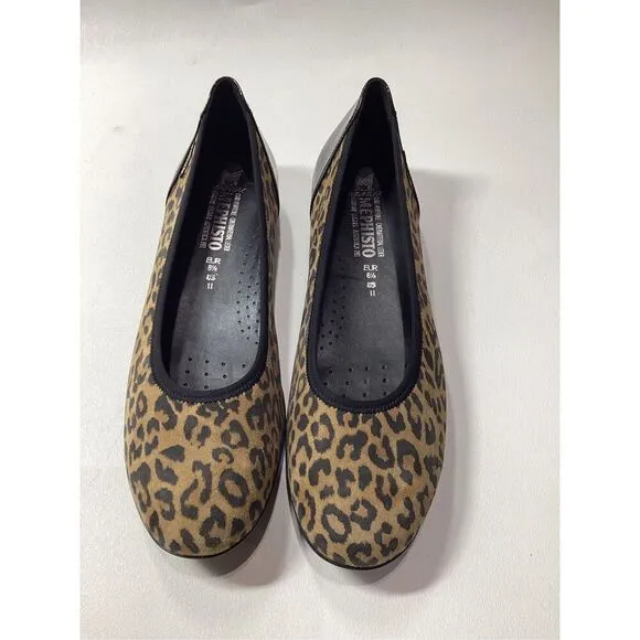 Mephisto Emilie animal print classic ballet flat in dark Brown Size 11