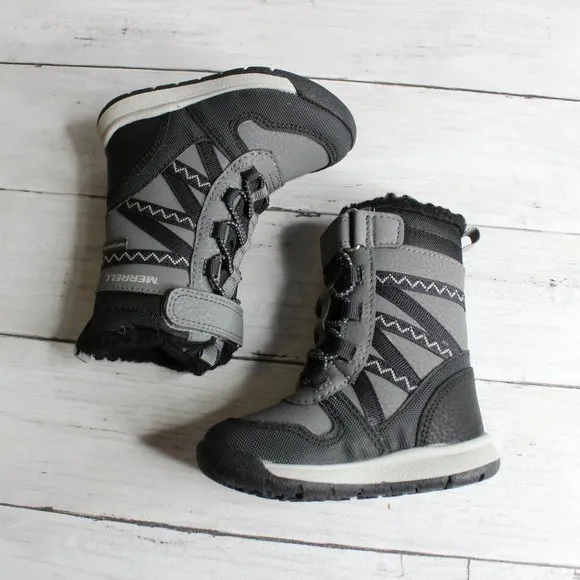 Merrell Baby Boy Winter Snow Boots Infant Size 5 Black Gray