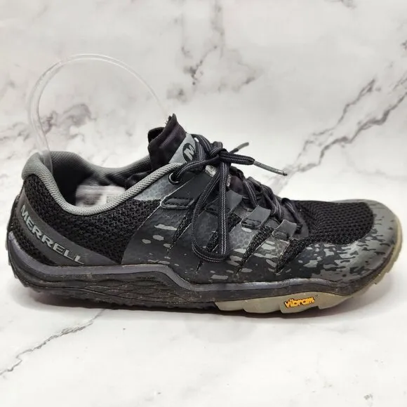 Merrell Trail Glove 5 Black Grey Barefoot Shoes Sneakers Minimalist Women's 8.5