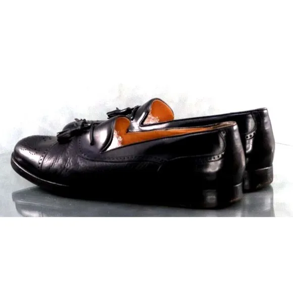 Mezlan Havana Men's Medallion Tassel Loafers Dress Shoes Size 10 Leather Black