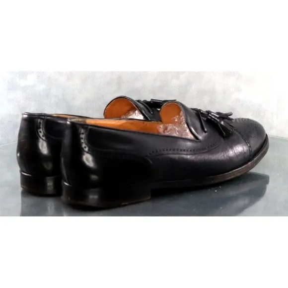 Mezlan Havana Men's Medallion Tassel Loafers Dress Shoes Size 10 Leather Black