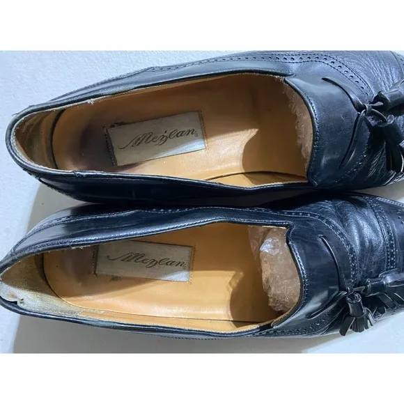 Mezlan Havana Men's Medallion Tassel Loafers Dress Shoes Size 10 Leather Black