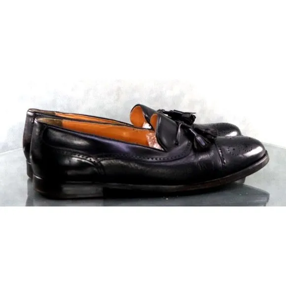 Mezlan Havana Men's Medallion Tassel Loafers Dress Shoes Size 10 Leather Black