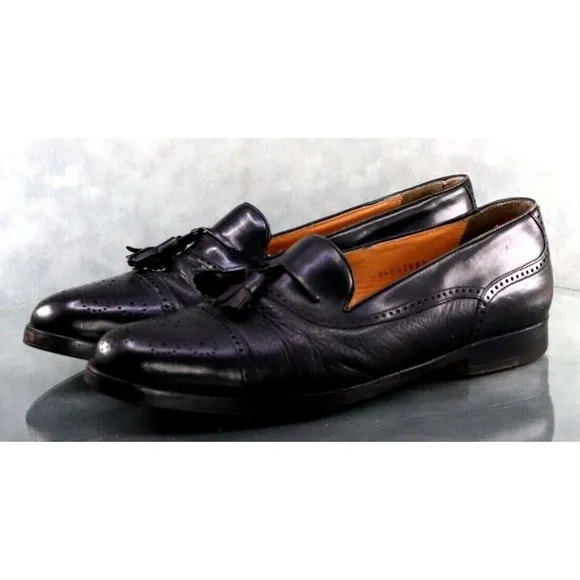 Mezlan Havana Men's Medallion Tassel Loafers Dress Shoes Size 10 Leather Black