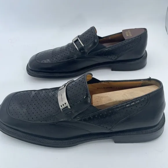 Mezlan Mens Dress Shoes Size 9.5 M Horse Bit Loafers Black Leather Spain
